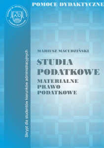 Mariusz Macudziński, Studia podatkowe. Materialne prawo podatkowe